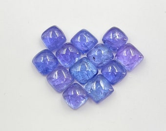 Tanzanit Cabochon 5 MM Parti 12 st Kuddeformad Ädelsten Tanzanit av God Kvalitet