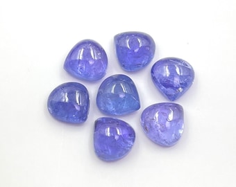 Tanzanite Callibrated 7 MM Lot 7 Pcs Heart Shape Cabochon Gemstone Good Quality Tanzanite