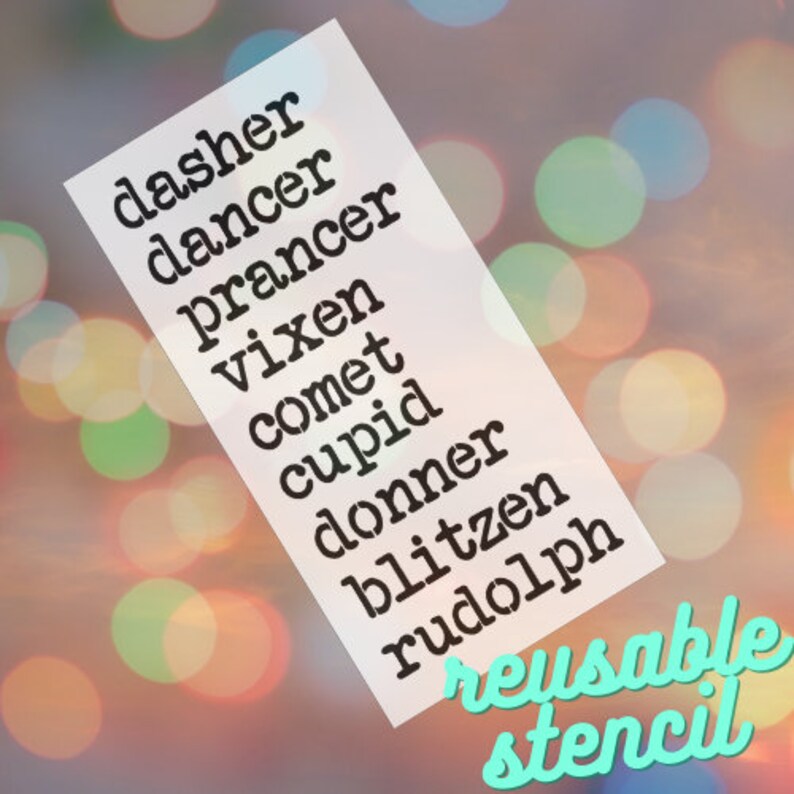 Reusable Stencil PaintMeASign Stencil Wood Sign Dasher Dancer Prancer Vixen Comet Cupid Donner Blitzen Rudolph Stencil Christmas Stencil