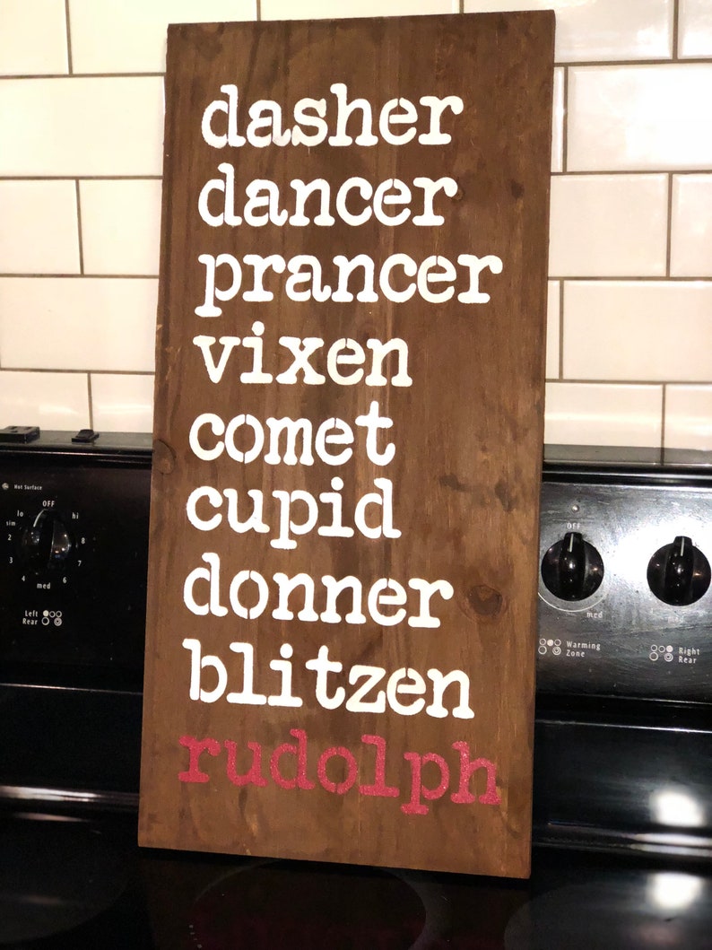 Reusable Stencil PaintMeASign Stencil Wood Sign Dasher Dancer Prancer Vixen Comet Cupid Donner Blitzen Rudolph Stencil Christmas Stencil