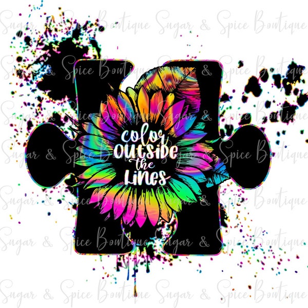 Color Outside the Lines II Digital Design File II png II Sublimation Digital design, Autism Awareness