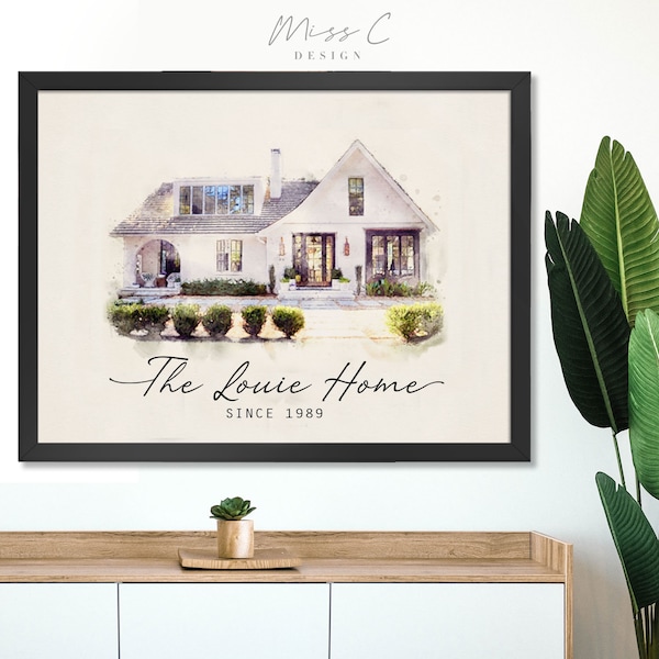 Framed Custom Watercolor House Portrait,Watercolor House Painting,Personalized Housewarming Gift, First Home Gift,Realtor Closing Gift, Home