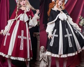Goth Lolita Dress,Cute Babydoll Dress with Cape,Princess Dress,Costume Dress