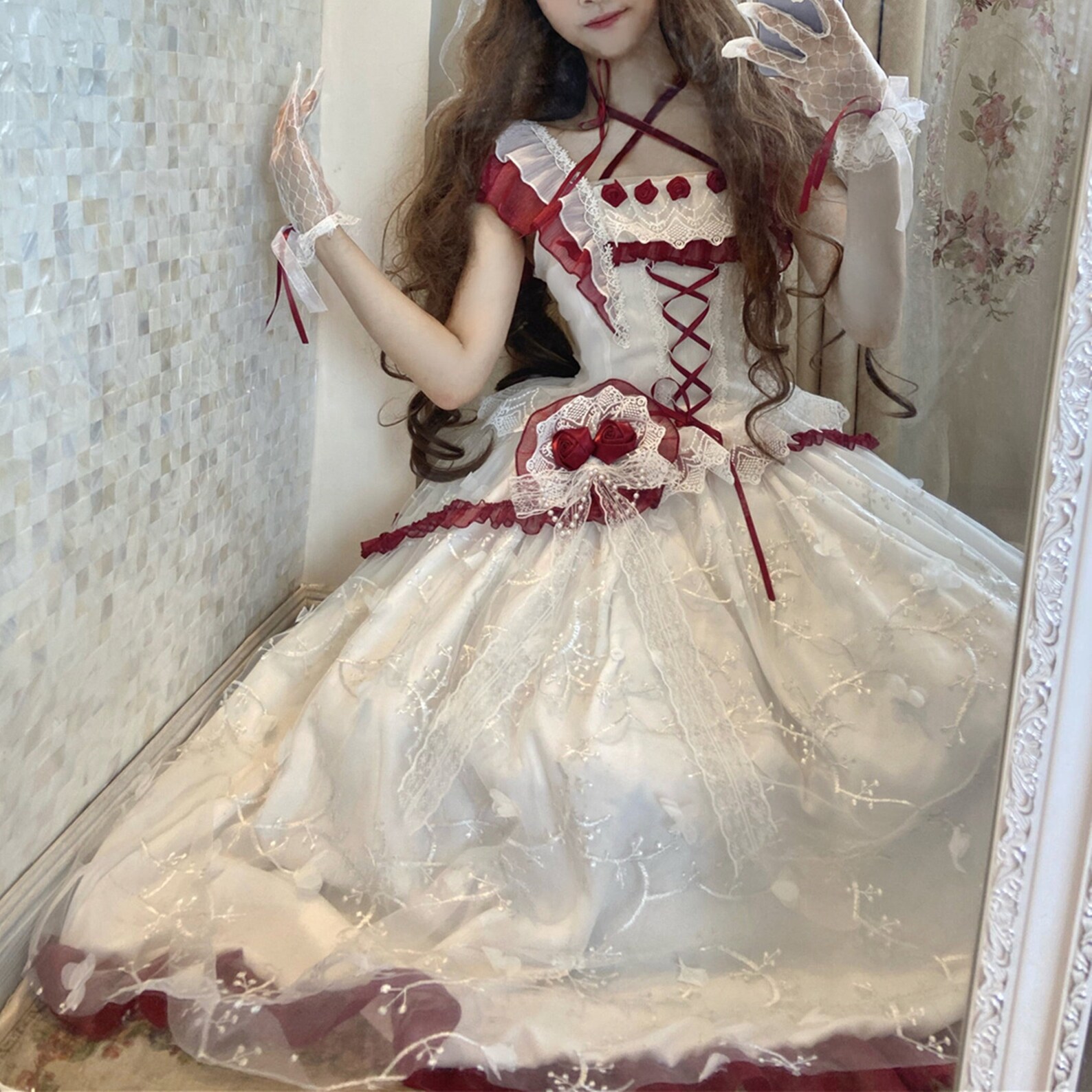 Rose Lace Dressbig Bow Party Dressprincess Dresselegant - Etsy