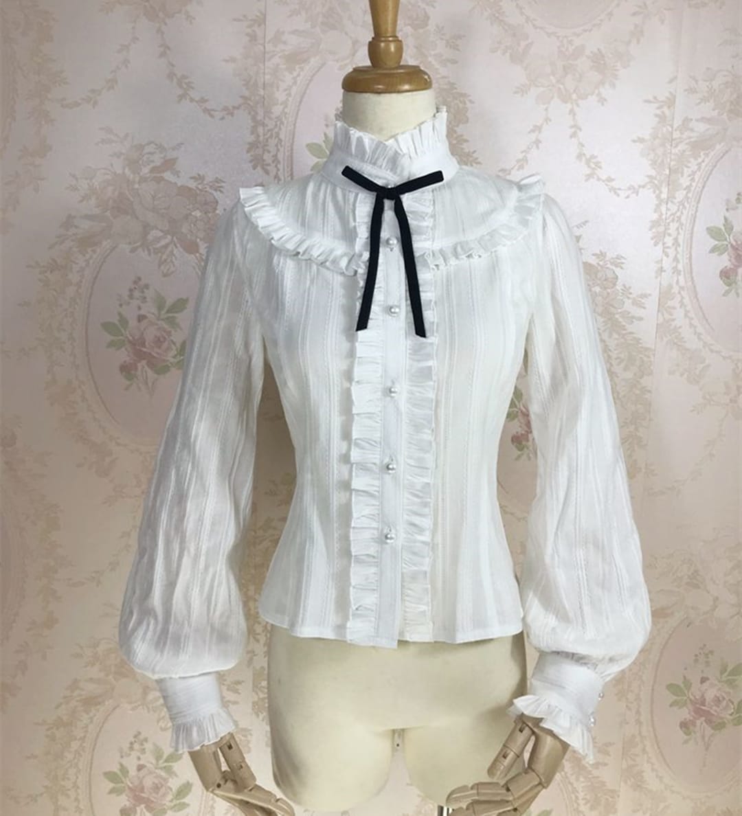 White Cotton Shirt,ruffle Collar Lolita Shirt,vintage Shirt,elegant ...
