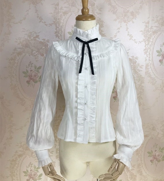 White Cotton Shirtruffle Collar Lolita Shirtvintage - Etsy