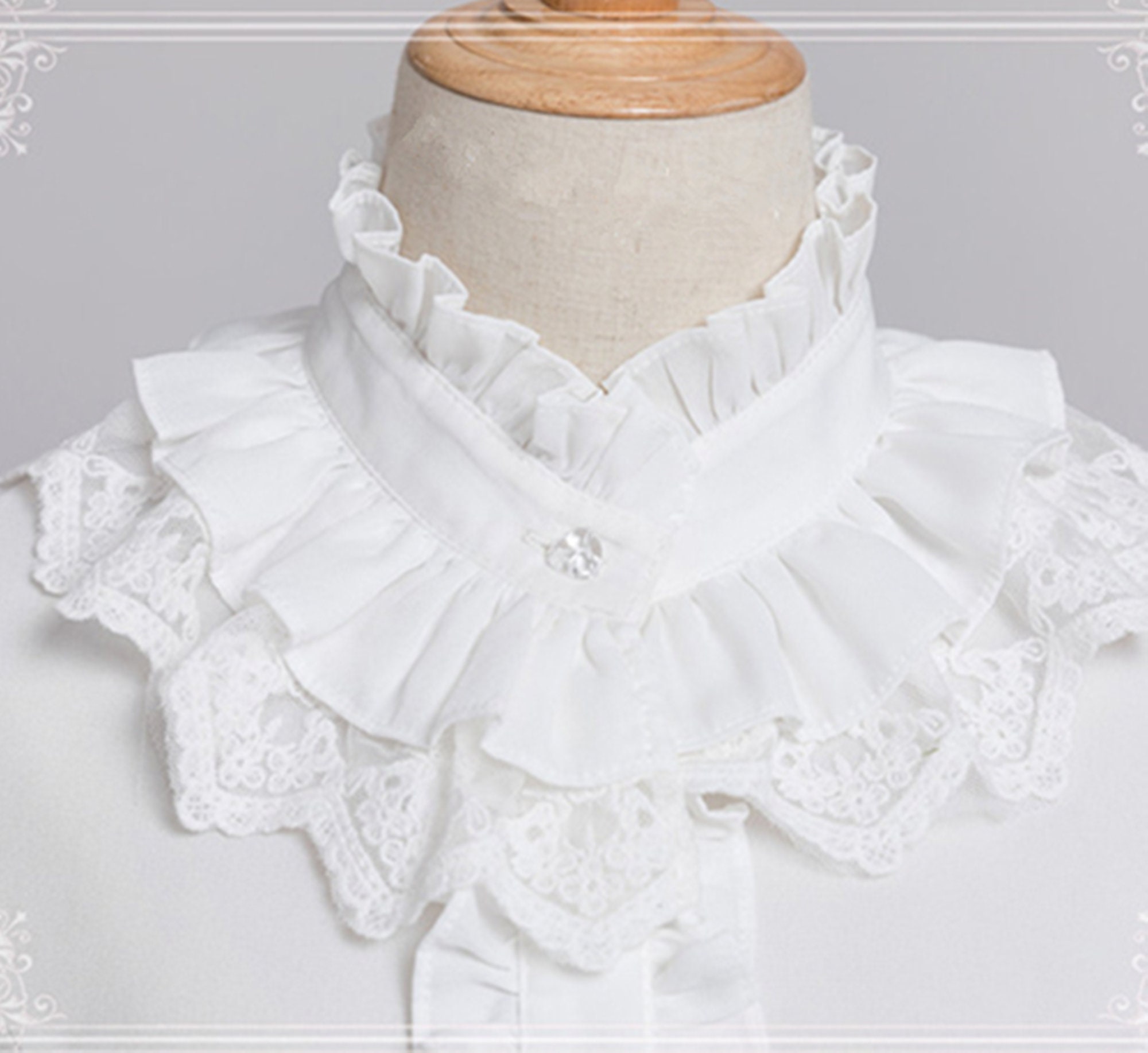 White Chiffon Shirtstand Collar Lolita Shirt With - Etsy