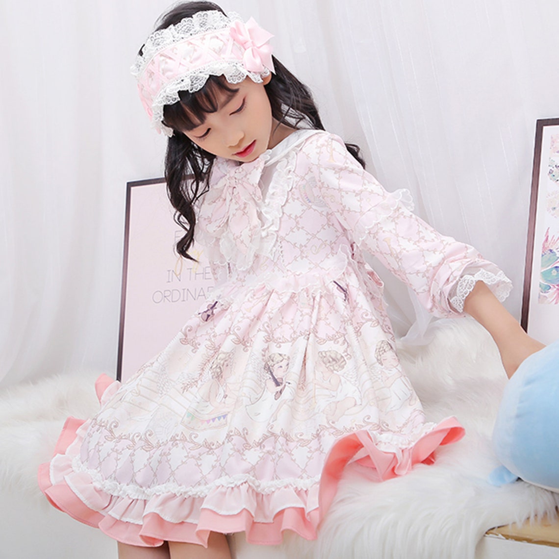 Pink Dress for Kidslong Sleeve Dresscute Babydoll Etsy