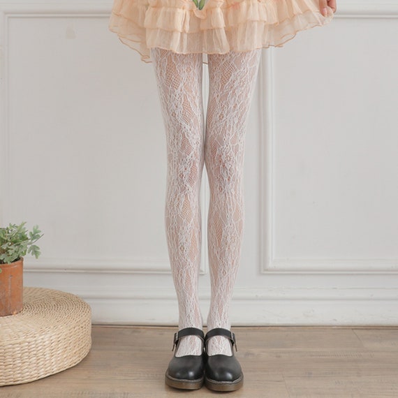 White Lace Socks,floral Tights,pantyhose Lolita Lace Tight,cute Hollow  Cosplay Tight -  Singapore