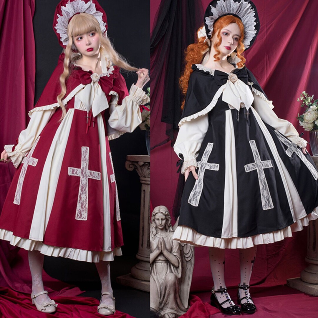 Goth Lolita Dress,cute Babydoll Dress With Cape,princess Dress,costume ...