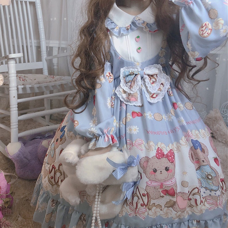 Blue Lolita Dressbear Ruffle Dress With Bowknotbabydoll - Etsy