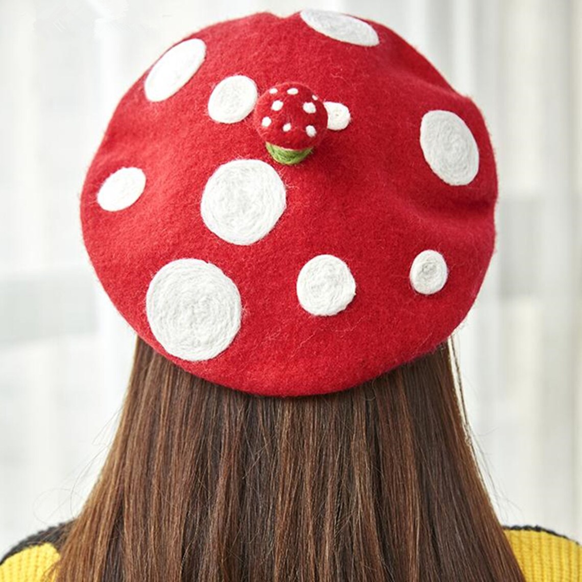 Mushroom Wool Hatneedle Felted Design Beret Caphandmade Etsy