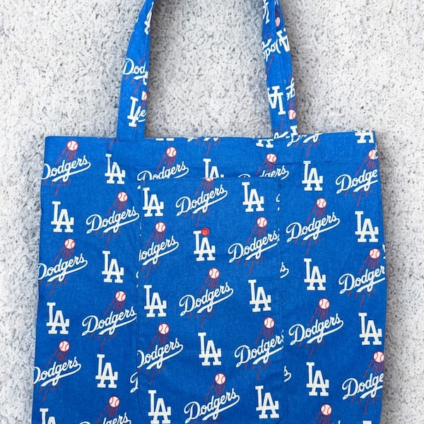 Handmade Los Angeles Dodgers Tote Bag | Reusable Fabric Shoulder Bag | MLB Baseball Fan Gift