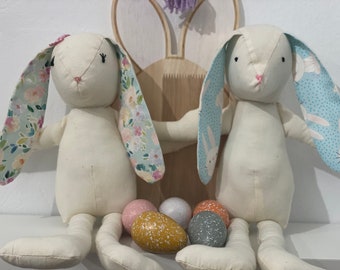 Handmade Neutral Bunny/Rabbit Cotton Plush Doll - Soft, Customizable Décor Figurine Toy - Easter/ Spring