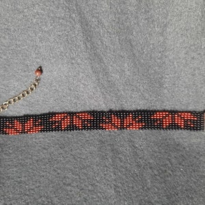 Black-Red Flower bead loom bracelet
