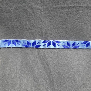Blue-Purple Flower bead loom bracelet