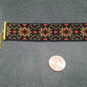 Red-Gold ornament bead loom bracelet