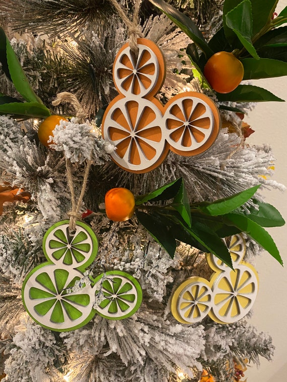 Mickey Orange Slice Ornament, Lemon Slice Ornament, Lime Slice Ornament