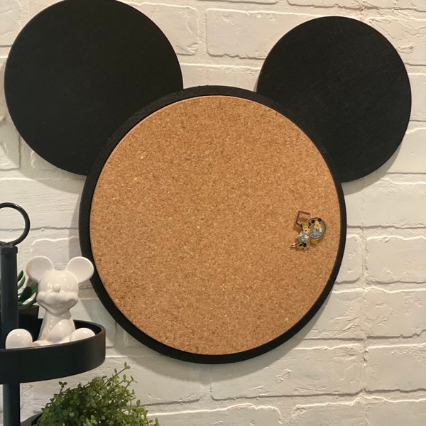 Muisvormig prikbord, Disney geïnspireerd pin-verzamelaarsbord - materiaal van hout en kurk.