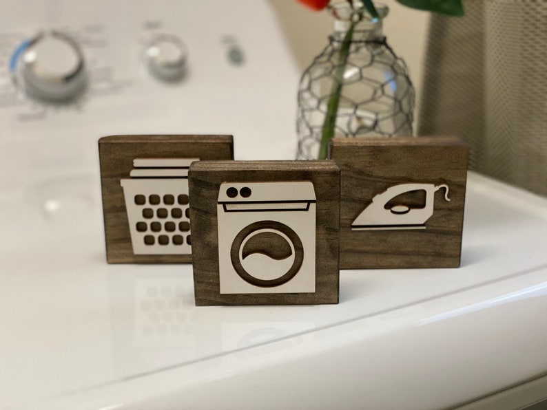 Laundry Room Decor Blocks Laundry Tiered Tray Decor Laundry Etsy