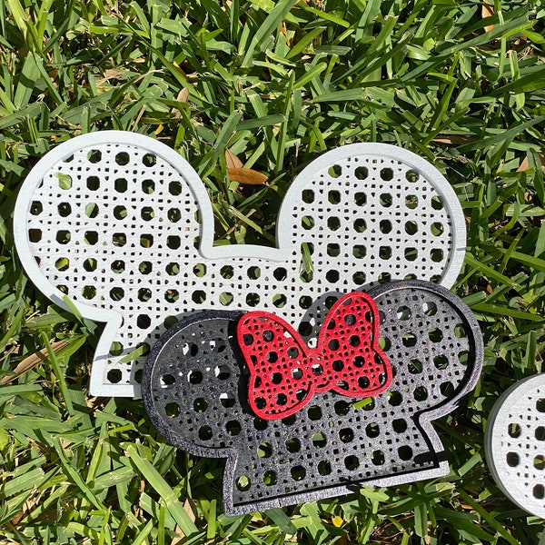 Rattan Mickey Inspired decor, Tiered Tray Disney inspired decor,