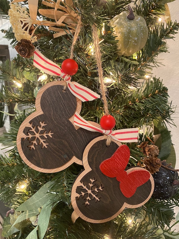 Inspired by Disney Mickey Snowflake set ornament, Wooden Disney personalized ornaments