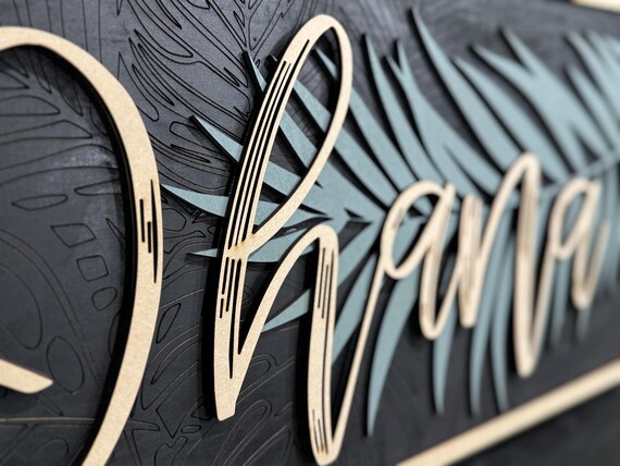 Ohana Palm Leaf Etched Background