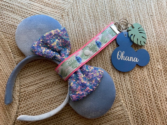 Disney Ears holder , Stitch Ear Headband keeper, Ear holder for backpack, ohana charm