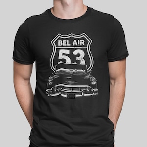 1953 Bel Air Front Grille View With Highway Sign Classic Car T Shirt