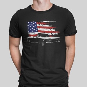 1963 Chevy Corvair Front Three Quarter View With Us Flag T Shirt