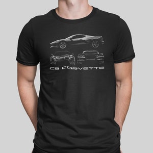 C8 Corvette Multi View Silhouettes With Model T Shirt