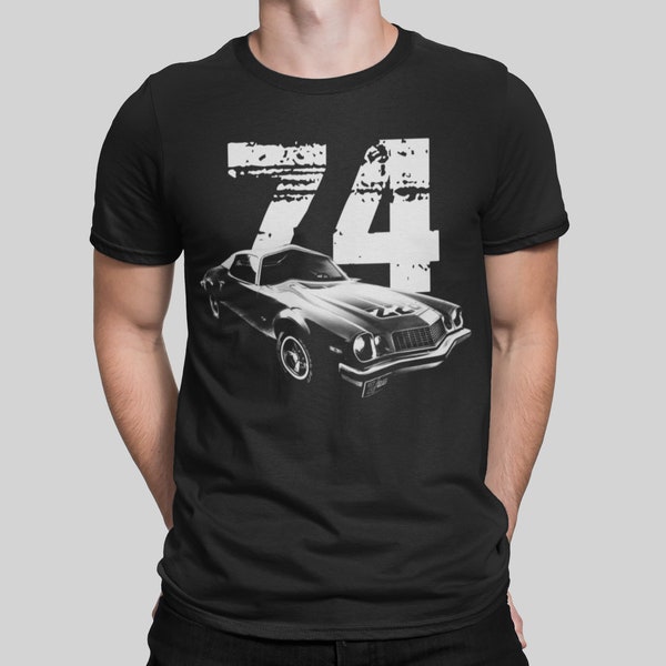 1974 Camaro Z28 Front Three Quarter View With Year T Shirt