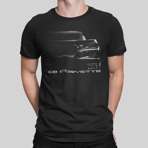 C8 Corvette Half Rear View Silhouette With Model T Shirt