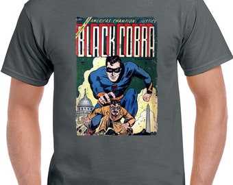 Vintage Black Cobra Comic Book Cover Distressed T Shirt
