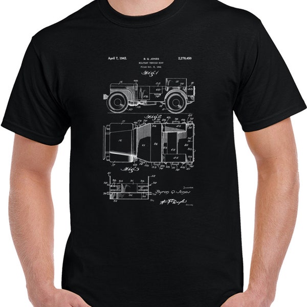 1942 Vintage Willy's Military Truck Patent T Shirt