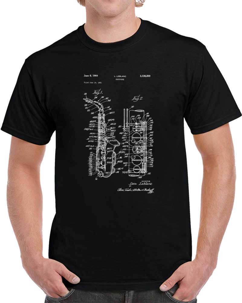 Saxophone Patent Graphic T-Shirt Saxophone Patent Graphic T-Shirt