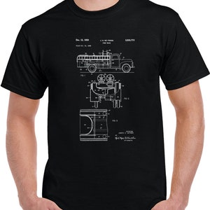 Vintage 1950 Firefighter Fire Truck Patent T Shirt