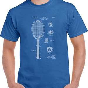 Vintage Tennis Racket 1940 Blueprint Patent T Shirt