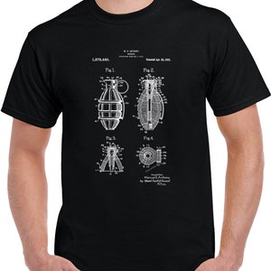 1921 Hand Grenade Military Army Patent Blueprint T-shirt