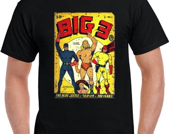 Vintage Big 3 Comic Book Cover Issue 1 Distressed T Shirt