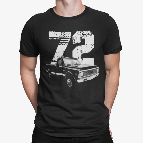 1972 Chevy C20 Custom 20 Vintage Pickup Truck T-Shirt - Black Short Sleeve Tee For Car Lovers - View #4