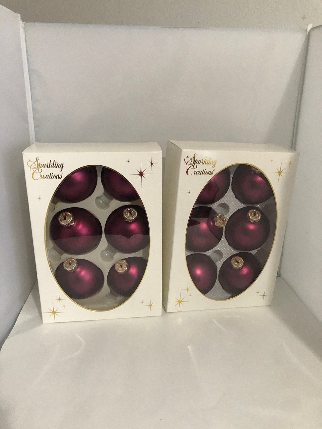 Christmas Pink Glass Ball Ornaments Vintage New 12 Original Etsy UK