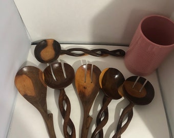 Wooden Spoons Set of 6 Vintage Like New