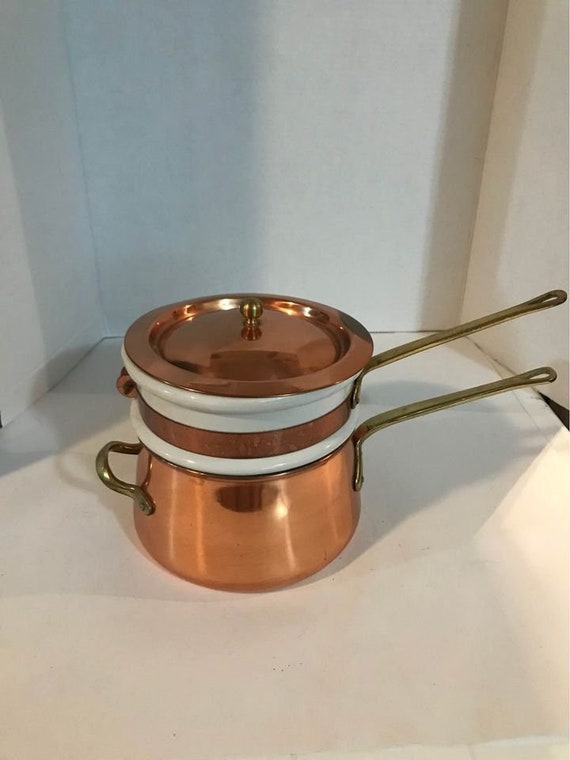 Copper Ceramic Double Boiler Pot Etsy