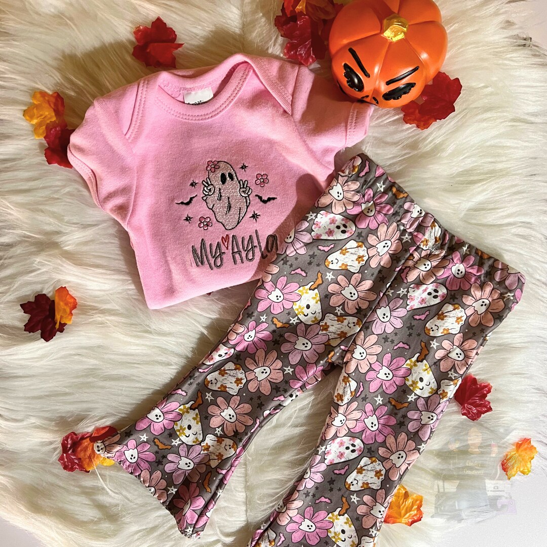 Infant Daisy Ghost Pants and Bodysuit, Halloween Infant Outfit, Boho 70