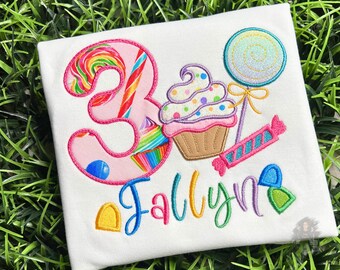 Personalized Candy Shirt, Girls and Boys Candy Birthday Shirt, Add Any Number Birthday Shirt Up To 10