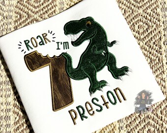 Boys Birthday Dinosaur Shirt, Boys Bitten Birthday Dinosaur Shirt, Add Any Number Up To 9