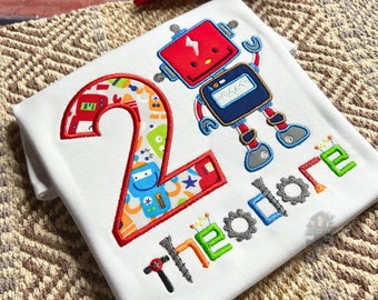 Boys and Girls Fun Robot T Shirt, Personalized Shirt, Birthday Shirt