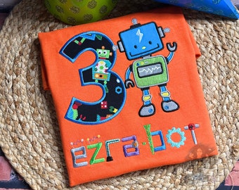 Boys and Girls Fun Robot T Shirt, Personalized Shirt, Birthday Shirt