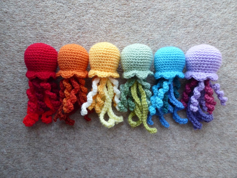 Handmade Crochet Jellyfish Toy in Rainbow main image 1